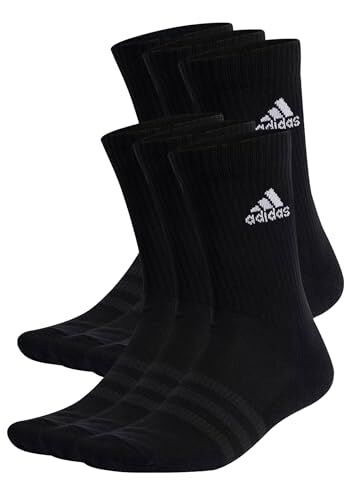 Adidas Cushioned Sportswear Crew 6 Pairs Socks Calzini, Black/White, S Unisex Adulto (Pacco da 6)