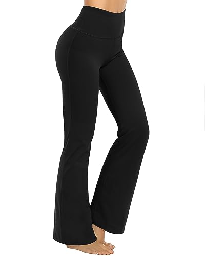 Promover Bootcut Pantaloni da yoga da donna, a vita alta, leggings svasati, 73,7 cm, 78,7 cm, 83,8 cm, pantaloni da allenamento per lavoro casual, nero, M