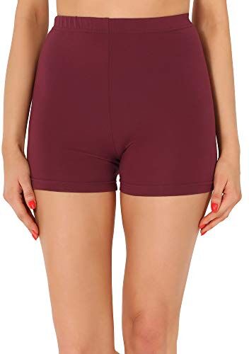 Merry Style Pantaloncini Palestra Donna in Viscosa Shorts Donna per il Fitness Allenamento Jogging Pantaloncini Sportivi Donna Yoga Hot Pants MS10-391 (Rosso Vinaccia, XS)