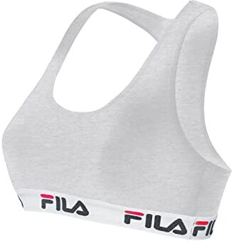 Fila Reggiseno Donna Cotone, Reggiseno Sportivo, Senza Ferretto, Grigio, Taglie XS