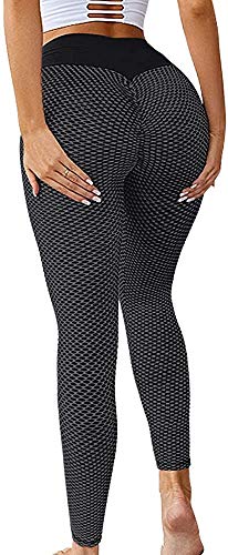 Memoryee Leggins Donna Sportivi Anticellulite Pantaloni Push up Booty Pantacollant Vita Alta Fitness Elastici Taglia Grossa Leggings Yoga/Style2-Black/S