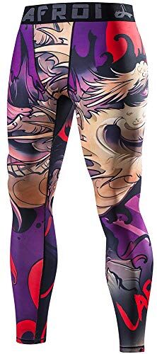 LAFROI , Leggings da uomo YSK08, ad asciugatura rapida, a compressione e aderenti Luna Sangue M