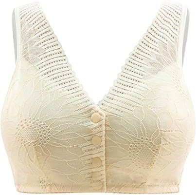 KEERADS Canotta Sexy Per Fibbia anteriore di grandi dimensioni modello sexy delle donne senza biancheria intima del reggiseno dell'anello in acciaio Reggiseno Sport Lotto (4-Beige, 46)