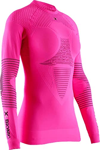 X-Bionic Energizer 4.0 Round Neck Long Sleeves Strato Base Camicia Funzionale, donna, neon Flamingo/Anthracite, XS