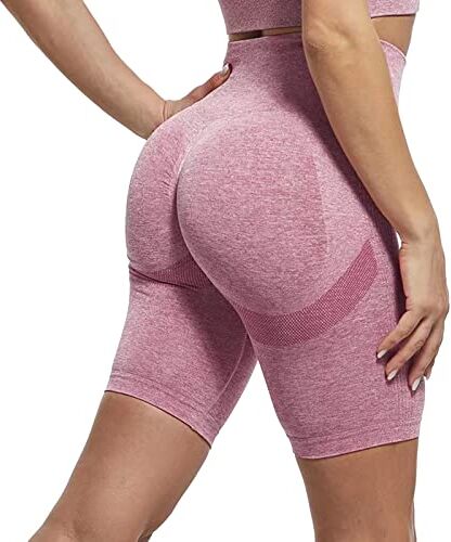 NIBESSER Pantaloncini Donna Sportivi Push Up al Ginocchio Leggins Corti Donna Vita Alta Comodi Shorts Donna Sportivi Aderenti Elasticizzati Quickdry per Palestra Fitness Running Yoga, Rosa, S