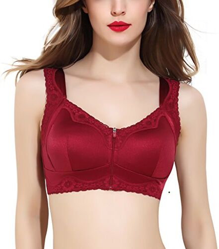 WENJUNneiyi WENJUN Reggiseno Sportivo Con Fibbia Sul Davanti, Reggiseno Sportivo Di Grandi Dimensioni A Sezione Sottile 4 Colori Opzionale (Colore : Vino rosso, dimensioni : XXXL)