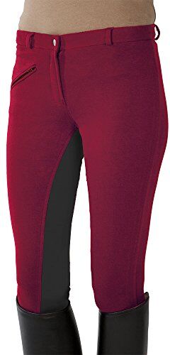 PFIFF Reithose Vollbesatzhose, Pantaloni Da Equitazione Con Rinforzo Completo Bambini, Rosso (Red/Grey), 164