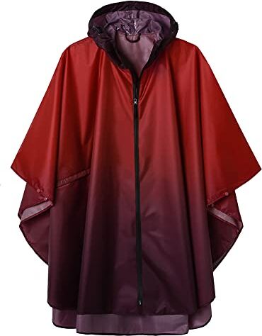 SaphiRose PONCHO Poncho Pioggia Impermeabile per Donna Uomo, Poncho Antipioggia er Adulti Multiuso Mantella con Cappuccio, Rosso+Viola