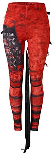 KEERADS Pantaloncini neri e bianchi Punk in difficoltà cool ultra gotico donna gathered leggings pantaloni pantaloni pantaloni da sci leggings (Red-4, XL)