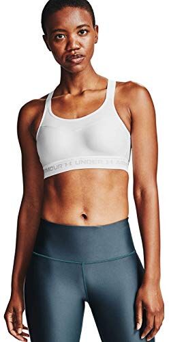 Under Armour , Reggiseno Sportivo da Donna, Donna, Reggiseno Sportivo, 1355109-100, Bianco/Halo Gray (100), 38 / B