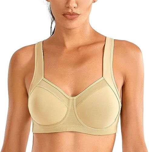 SYROKAN Donna Reggiseno Sportivo Sostegno Forte con Ferretto Senza Imbottito Fitness Albicocca 3E