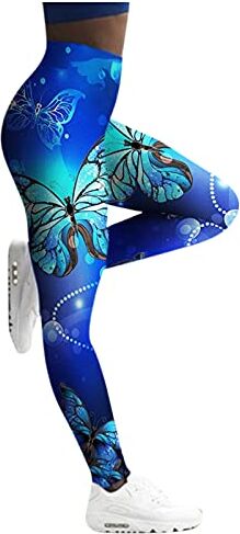 KEERADS Pantaloni Yoga Vita Alta Stampa Moda Plus Size Pantaloni Sport Yoga High Leggings pantaloni donna silm pantaloni Legging 8 Anni Ragazza (Light blue-F, L)