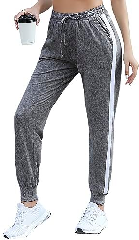 Litherday Pantaloni Sportivi Donna Pantaloni Donna Cotone Pantaloni Tuta Donna Pantaloni Jogger Pantaloni Donna Lungo Pantaloni Yoga Donna C-Grigio Scuro L