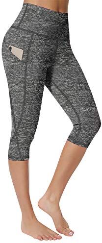 UMIPUBO Leggins Sportivi Donna 3/4 Fitness Leggings Push up Vita Alt Anticellulite Pantaloni Elastici Yoga Pants Controllo Pancia per Palestra, Allenamento, Corsa, Pilates (Grigio Scuro, L)