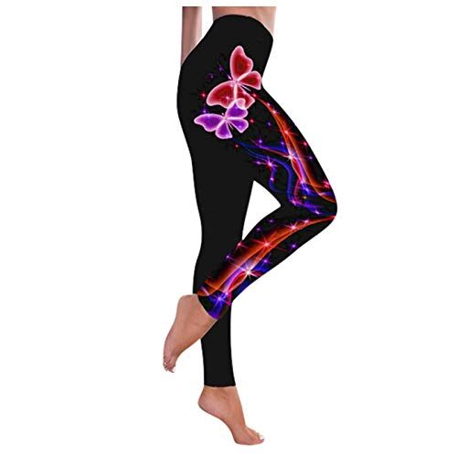 KEERADS Pantaloni Yoga Vita Alta Casual Plus High Yoga Size Fashion sport pantaloni stampa pantaloni vita donna pantaloni Leggings 8 Anni Ragazza (Pink-E, S)