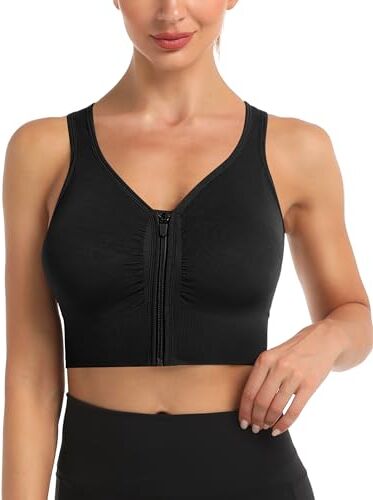 Migcaput Donna Reggiseno Sportivo Alto Impatto, Cerniera Frontale e Imbottito Rimovibile Push Up Reggiseni Zip Front Sport Bra Top per Fitness Running Yoga