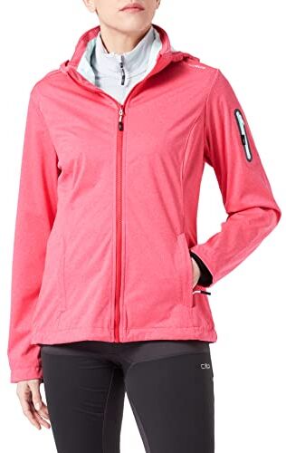 CMP Giacca melange in light softshell da donna con cappuccio removibile, Fragola Mel., 52