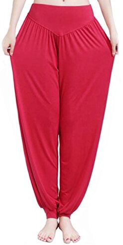 MEISHINE ® Donna Modal Elastico Yoga Pantaloni Harem Pantaloni Fitness Pantaloni Pilates Pantaloni Danza Pantaloni Workout Pantaloni Sportivi Pantaloni Jogging Pantaloni (XL, Rosso)