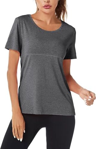 Sykooria T Shirt Maglietta Sportiva da Donna Maglietta Manica Corta Scollo Tondo Estiva Yoga Fitness Tinta Unita Rapida Asciugatura Maglie Tee Top