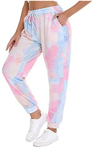 GAOHONGMEI Donne Tie Dye Stampato Harem Pantaloni Coulisse Vita Alta Pantaloni Sportivi Leggings Casual Allenamento Running Pantaloni Yoga Palestra Pantaloni 002-L