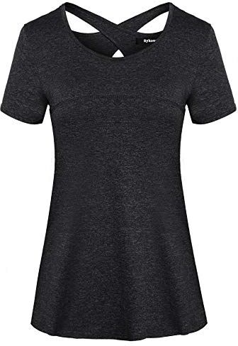 Sykooria T Shirt Maglietta Sportiva da Donna Maglietta Manica Corta Scollo Tondo Estiva Yoga Fitness Tinta Unita Rapida Asciugatura Maglie Tee Top