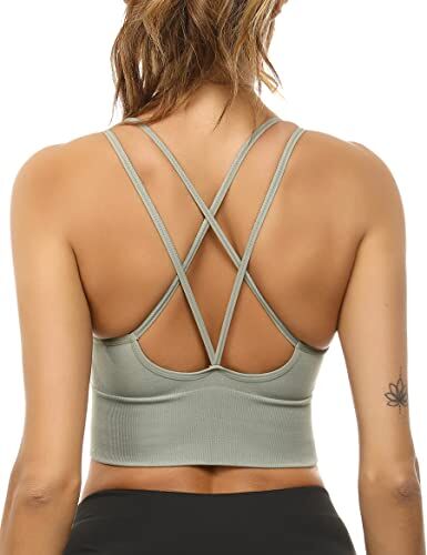 Sykooria Reggiseno Sportivo Donna Top Reggiseno Donna Senza Ferretto con Imbottito Top Donna Fitness Supporto Bustino per Yoga Running Verde XL