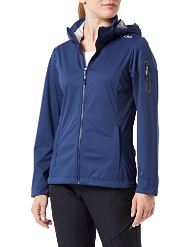 CMP Giacca in light softshell da donna con cappuccio removibile, Blue-Ghiaccio, 40