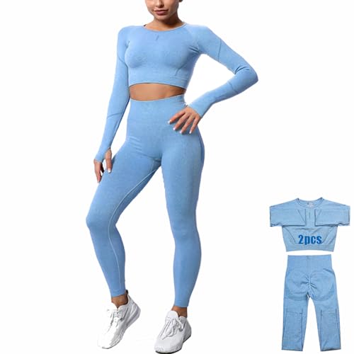 DONYKARRY 2set di Abbigliamento Sportivo da Palestra Senza Cuciture, Yoga Gym Leggings da Yoga a Vita alta e Reggiseno Sportivo e Top Sportivo