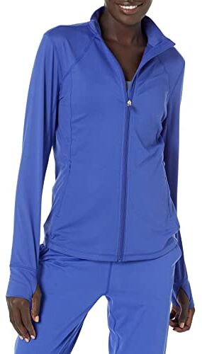 Amazon Essentials Giacca con Zip a Tutta Lunghezza Elasticizzata Tecnica Spazzolata (Taglie Forti Disponibili) Donna, Blu Reale, 6XL Plus