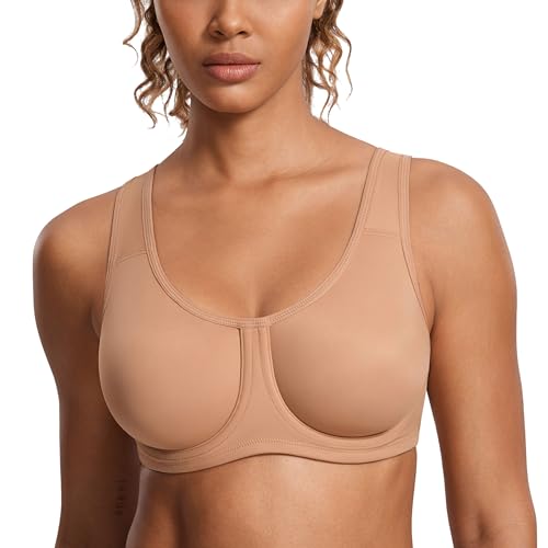 SYROKAN Donna Reggiseno Sportivo con Ferretto Sostegno Forte Taglie Forti con Regolabili Spalline A malapena Buff 9D