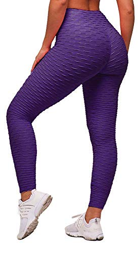 Memoryee Leggins Donna Sportivi Anticellulite Pantaloni Push up Booty Pantacollant Vita Alta Fitness Elastici Taglia Grossa Leggings Yoga/Purple/XS