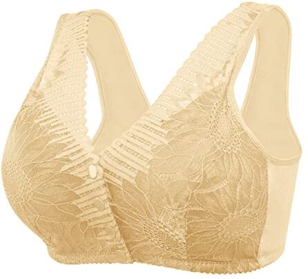 KEERADS Canotta Sexy Per Fibbia anteriore di grandi dimensioni modello sexy delle donne senza biancheria intima del reggiseno dell'anello in acciaio Reggiseno Sport Lotto (4-White, 46)