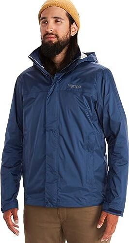 Marmot Precip Eco Jacket Lightweight Hooded Rain Jacket Uomo, Blu (Arctic Navy), S