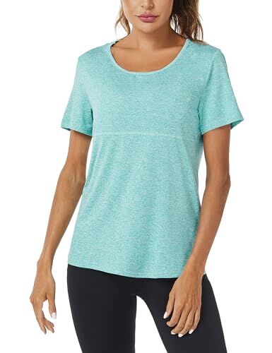 Sykooria T Shirt Maglietta Sportiva da Donna Maglietta Manica Corta Scollo Tondo Estiva Yoga Fitness Tinta Unita Rapida Asciugatura Maglie Tee Top