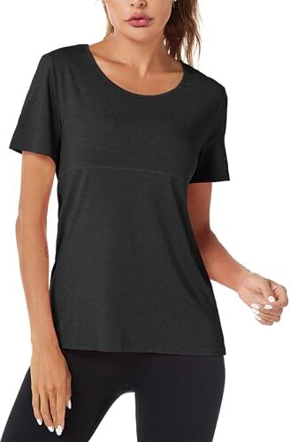 Sykooria T Shirt Maglietta Sportiva da Donna Maglietta Manica Corta Scollo Tondo Estiva Yoga Fitness Tinta Unita Rapida Asciugatura Maglie Tee Top