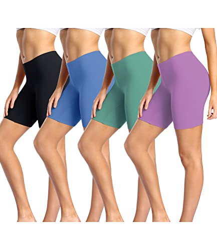 wirarpa Leggings Corti Pantaloncini Sottogonna Donna Cotone Shorts Pacco da 4 Nero/Blu/Verde/Viola Taglia XL