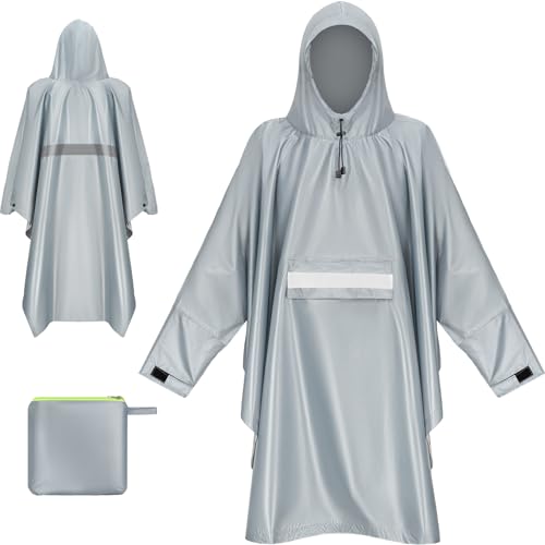 WACCET Poncho Antipioggia Impermeabile, Poncho Pioggia con Cappuccio e Maniche Poncho Riutilizzabile Leggero Portatile Mantella Antipioggia per Donna e Uomo Ciclismo Trekking Poncho Antipioggia