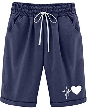 KEERADS Pantaloni larghi rosa da donna, estivo, in cotone, con denti di leone, pantaloni in pizzo da spiaggia con tasca lounge cinque punti di luce, capris loose fit pantaloncini sportivi fitness 2 in 1 (Dark