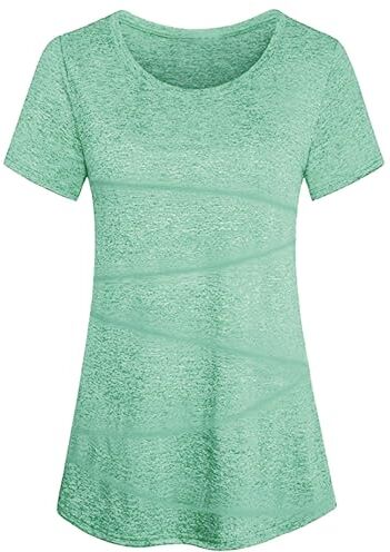 iClosam T-Shirt Palestra Donna Maglia Maniche Corte Corsa Asciugatura Rapida Top Elastico Magliette Fitness Yoga Tee A1-Verde,XXL