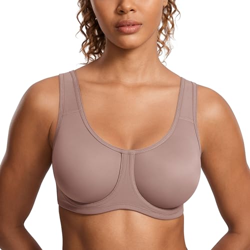 SYROKAN Donna Reggiseno Sportivo con Ferretto Sostegno Forte Taglie Forti con Regolabili Spalline Mattone 4C