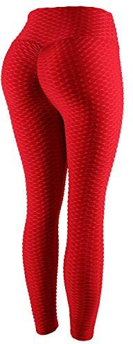 DEBAIJIA Yoga Legging Donna Allenamento PalestraFitness Pantaloni Sport Pants Fitness Vita Alta(Rosso-XS)