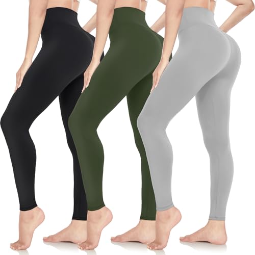 ACTINPUT Leggings da donna a vita alta, opachi, neri, sportivi, lunghi, elastici, da corsa, per sport, palestra, yoga