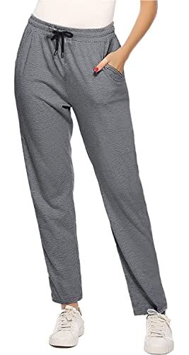 FGFD&OU Pantaloni Donna Cotone Pantaloni Sportivi Joggers Elasticizzato Pantaloni da Tuta Donna per Jogging Fitness Sport Yoga Pantaloni Lunghi per Estivi e Inverno (Grigio Profondo, S)