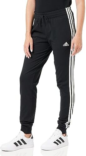 Adidas Essentials Single Jersey 3-stripes Joggers Pantaloni sportivi, Black/White, XS Corto Donna