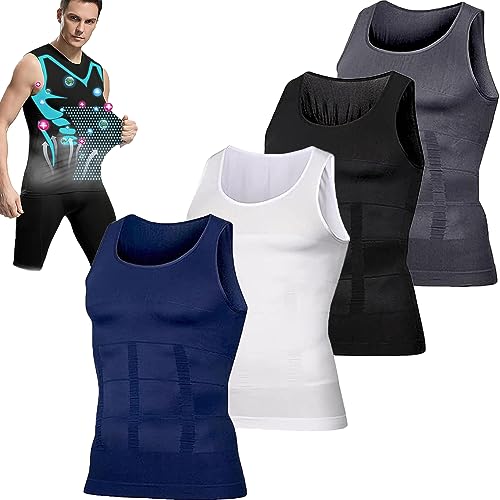 TiLLOw Shaperluv Shaperluv Male Shaper Tank,Mens Slimming Body Shaper Vest Chest Gynecomastia Compression Tank Top (S, White)