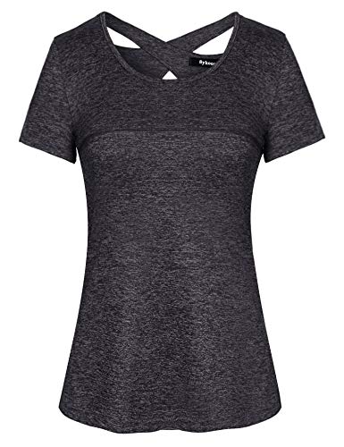 Sykooria T Shirt Maglietta Sportiva da Donna Maglietta Manica Corta Scollo Tondo Estiva Yoga Fitness Tinta Unita Rapida Asciugatura Maglie Tee Top