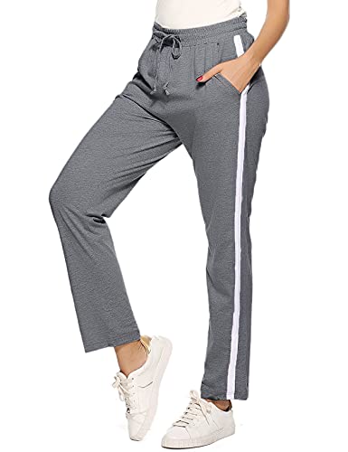 Irdcomps Pantaloni Sportivi Donna in Cotone Pantaloni Jogger Donna Elasticizzato Pantaloni Tuta Donna con Tasche e Coulisse Pantaloni Lunghi Donna per Allenamento Jogging Fitness Grigio Scuro1 S