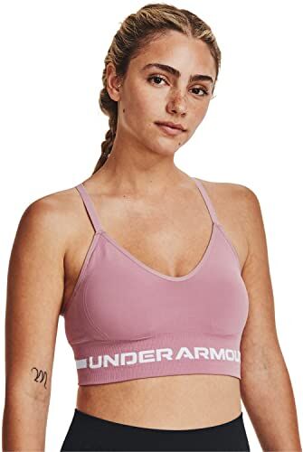 Under Armour Reggiseno Sportivo Lungo Senza Cuciture a Basso Impatto, Donna, Elisir Rosa, elisir Rosa, Bianco, S