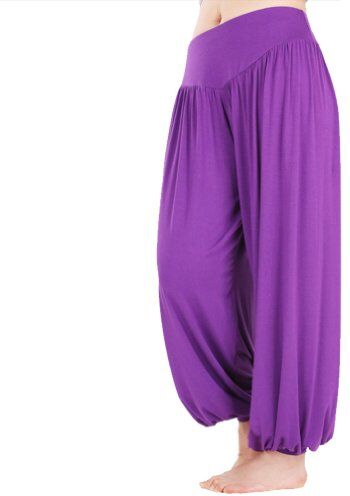 HOEREV Super Doux Spandex Pantalone Modale Harem Yoga Pilates,Viola,XS