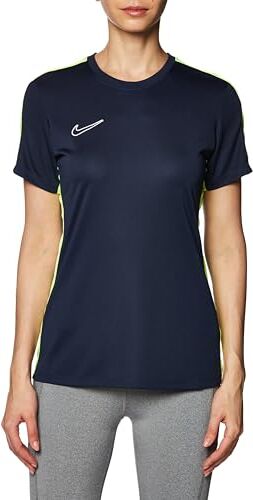 Nike W NK DF ACD23 Top SS, T-Shirt Donna, Obsidian/Volt/White, L